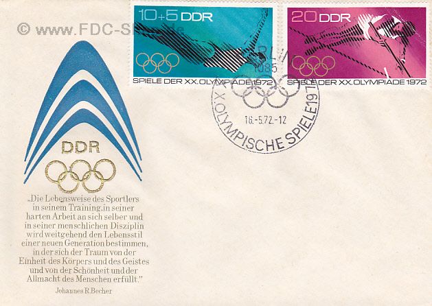 Ersttagsbrief DDR Mi-Nr: 1754+1755, Olympische Sommerspiele, München