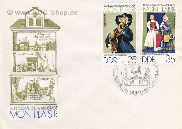 Ersttagsbrief DDR Mi-Nr: 1979+1980, Schloßmuseum Arnstadt: Puppenhaus "Mon plasir"