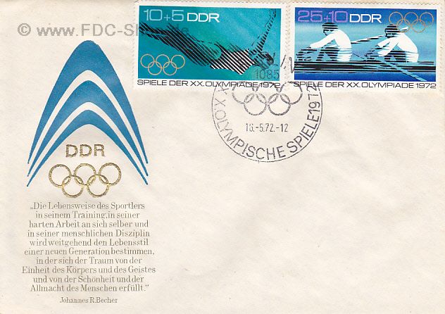 Ersttagsbrief DDR Mi-Nr: 1754+1756, Olympische Sommerspiele, München