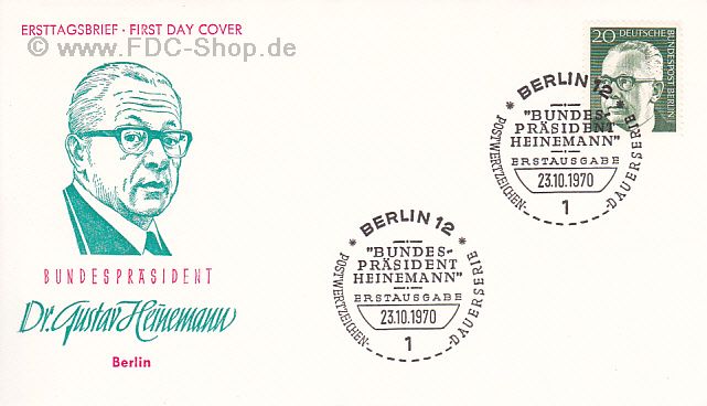 Ersttagsbrief BERLIN Mi-Nr: 362, Gustav Heinemann