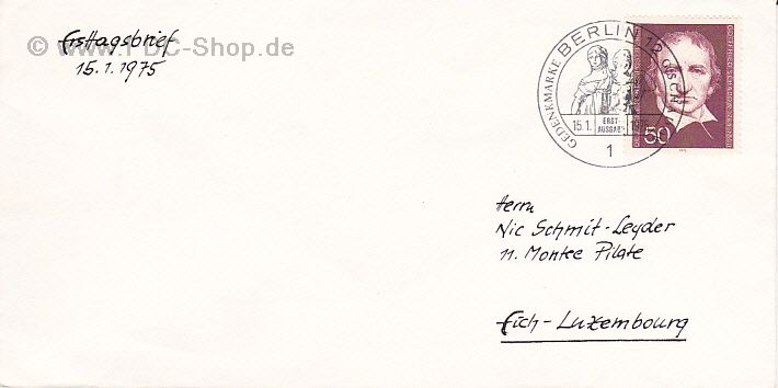 Ersttagsbrief BERLIN Mi-Nr: 482, 125. Todestag von Gottfried Schadow