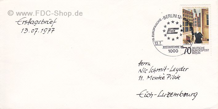 Ersttagsbrief BERLIN Mi-Nr: 551, Europäische Kunstausstellung, Berlin