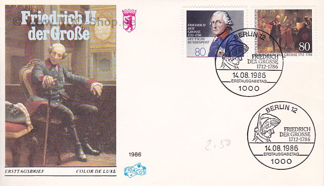 Ersttagsbrief BERLIN Mi-Nr: 764, 200. Todestag von König Friedrich dem Großen von Preußen