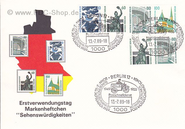 Ersttagsbrief BERLIN Mi-Nr: 795+796+798+834 (H-Blatt 23), Freimarken, Sehenswürdigkeiten