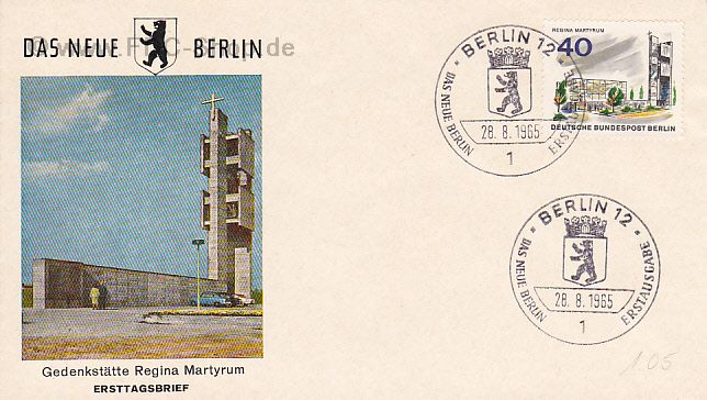 Ersttagsbrief BERLIN Mi-Nr: 258, Das neue Berlin, Gedenkstätte Regina Martyrum