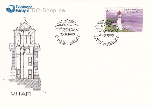 Ersttagsbrief Färöer Mi-Nr: 123, Leuchttürme; Leuchtturm Mykines