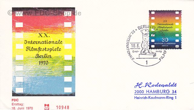 Ersttagsbrief BERLIN Mi-Nr: 358, Internationale Filmfestspiele B