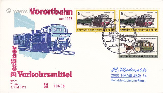 Ersttagsbrief BERLIN Mi-Nr: 379+381, Berliner Verkehrsmittel