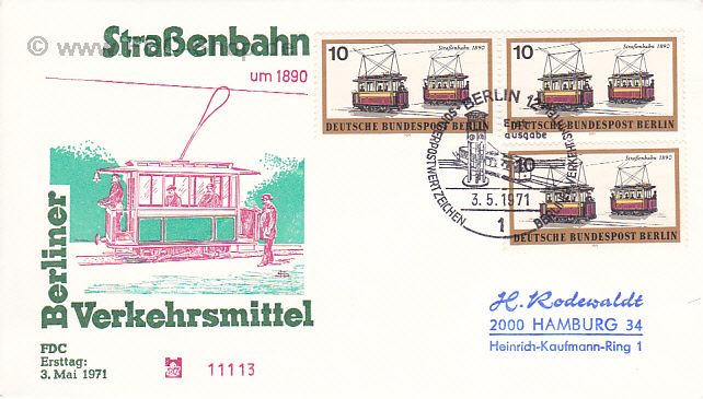 Ersttagsbrief BERLIN Mi-Nr: 380, Berliner Verkehrsmittel