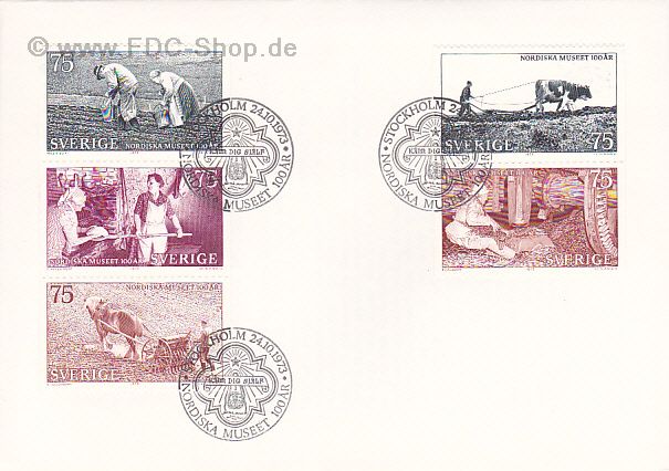 Ersttagsbrief Schweden Mi-Nr. 815-819, 100 Jahre Nordisches Museum