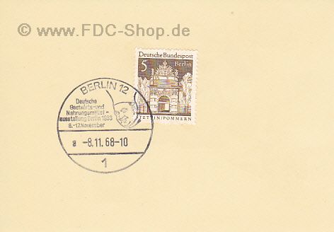 Sonderstempel BERLIN, Mi-Nr. 270, Freimarken: Deutsche Bauwerke aus 12 Jahrhunderten; Berliner Tor, Stettin