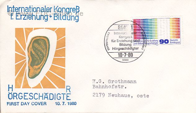 Ersttagsbrief BUND Mi-Nr: 1053, Internationaler Kongreß für Erziehung und Bildung Hörgeschädigter, Hamburg