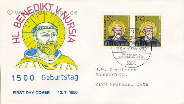 Ersttagsbrief BUND Mi-Nr: 1055, 1500. Geburtstag des Hl.Benedikt von Nursia
