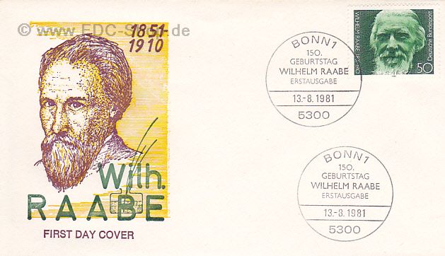 Ersttagsbrief BUND Mi-Nr: 1104, 150. Geburtstag von Wilhelm Raabe