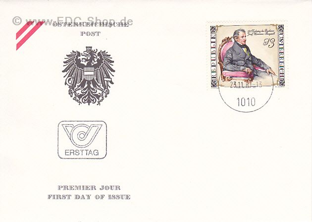 Ersttagsbrief Österreich Mi-Nr: 1689, 125. Todestag von Joseph Freiherr von Hammer-Purgstall