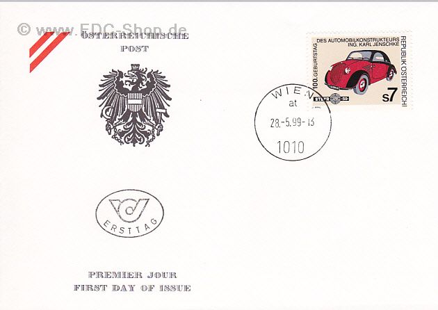 Ersttagsbrief Österreich Mi-Nr: 2282, 100. Geburtstag von Karl Jenschke