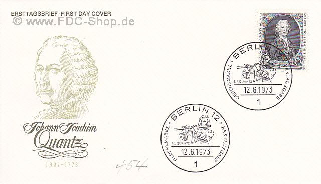 Ersttagsbrief BERLIN Mi-Nr: 454, 200. Todestag von Johann Joachim Quantz