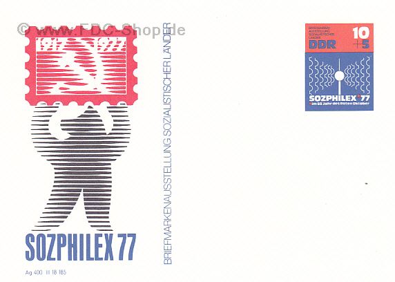 Ganzsache DDR, Mi-Nr. 2170, Int. Briefmarkenausstellung sozialistischer Länder SOZPHILEX '77