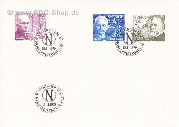 Ersttagsbrief Schweden Mi-Nr. 1093-1095, Nobelpreisträger des Jahres 1919