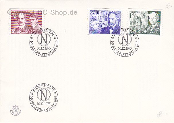 Ersttagsbrief Schweden Mi-Nr. 932-934, Nobelpreisträger des ahres 1915