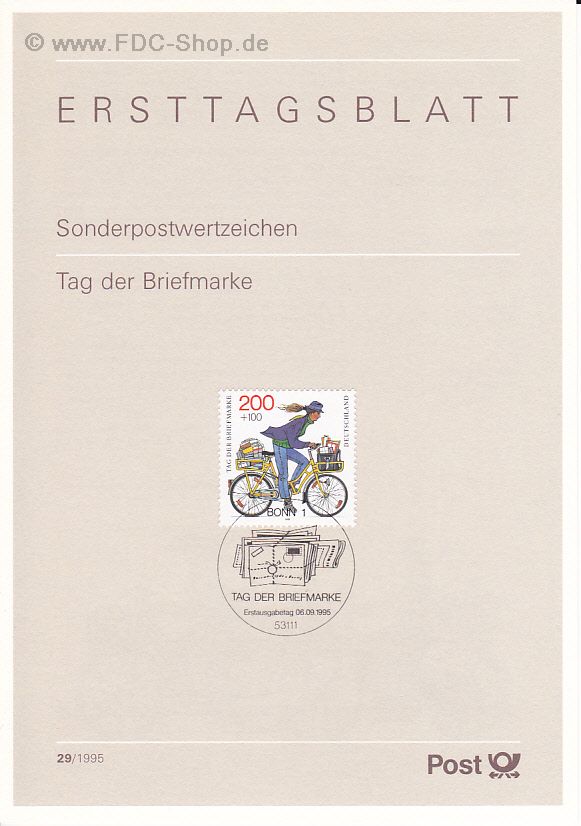 Ersttagsblatt BUND (29/1995) Mi-Nr: 1814, Tag der Briefmarke 1995