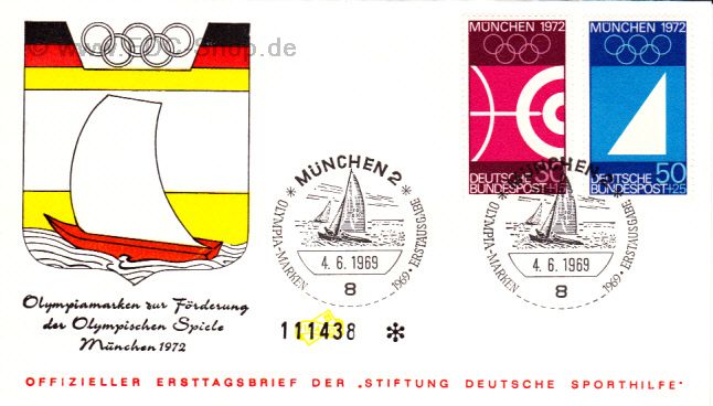 Ersttagsbrief BUND Mi-Nr: 589-590, Olympische Sommerspiele 1972, München