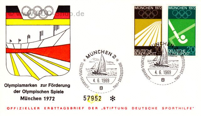 Ersttagsbrief BUND Mi-Nr: 587-588, Olympische Sommerspiele 1972, München