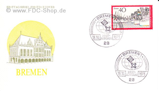 Ersttagsbrief BUND Mi-Nr: 789, Fremdenverkehr: Bremer Hafen
