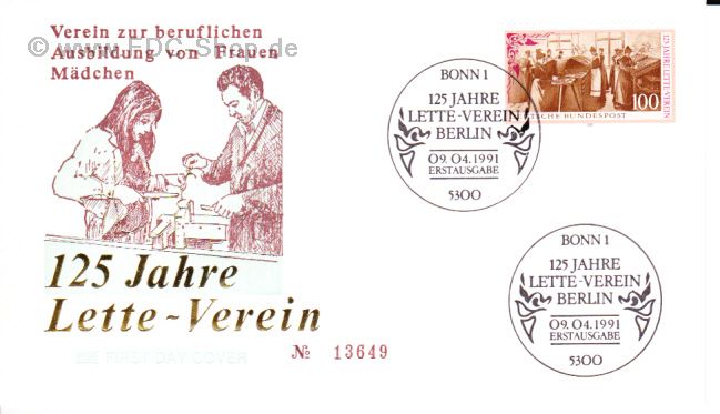 Ersttagsbrief BUND Mi-Nr: 1521, 125 Jahre Lette-Verein, Berlin (SS Bonn)