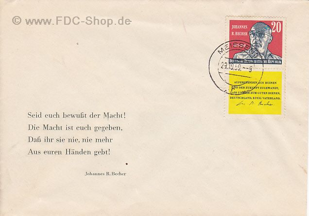 Ersttagsbrief DDR Mi-Nr: 732, Johannes Robert Becher