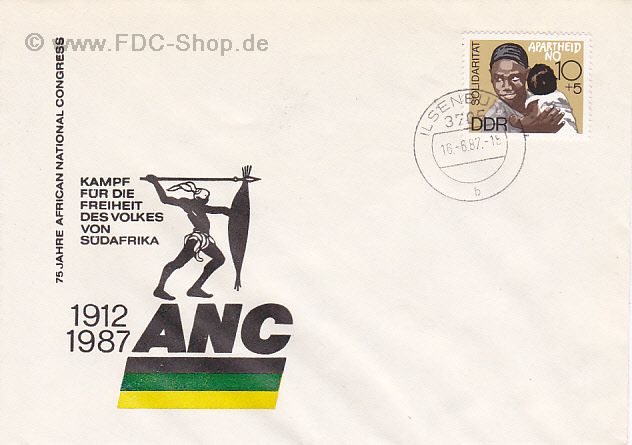 Ersttagsbrief DDR Mi-Nr: 3105, Internationale solidarität, Kampf gegen Apartheid