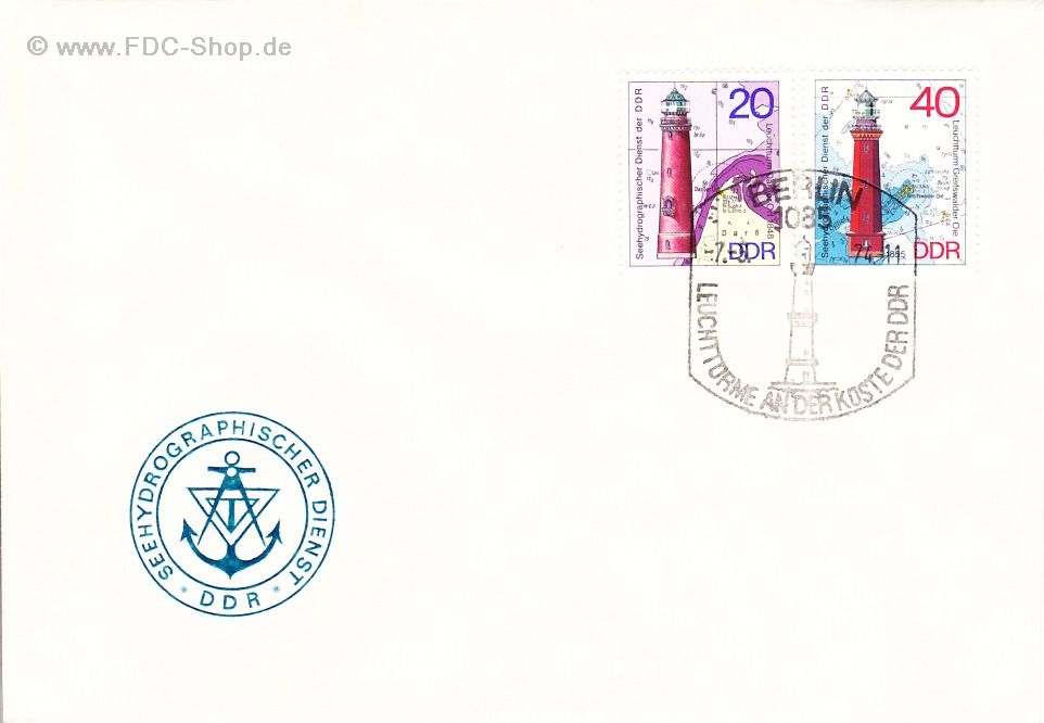 Ersttagsbrief DDR Mi-Nr: 1955+1957, Leuchttürme