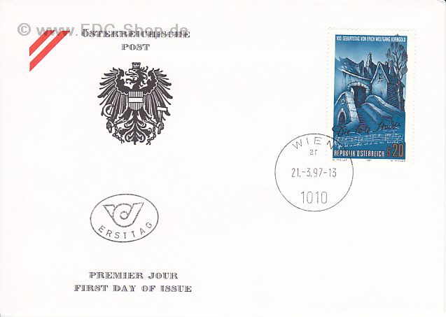 Ersttagsbrief Österreich Mi-Nr: 2213, 100. Geburtstag von Erich Wolfgang Korngold