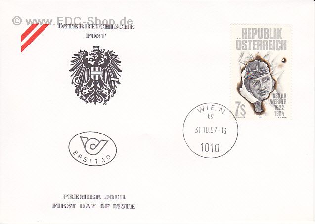 Ersttagsbrief Österreich Mi-Nr: 2236, 75. Geburtstag von Oskar Werner