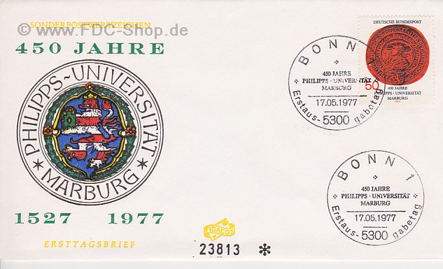 Ersttagsbrief BUND Mi-Nr: 939, 450 Jahre Universität Marburg