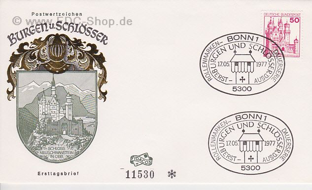 Ersttagsbrief BUND Mi-Nr: 916, Freimarken: Burgen und Schlösser; Schloß Neuschwanstein