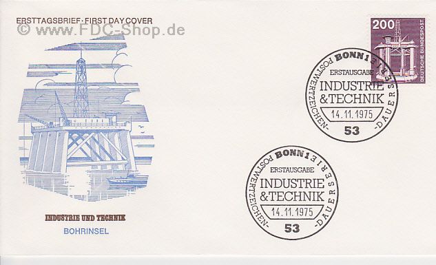 Ersttagsbrief BUND Mi-Nr: 858, Freimarke: Industrie und Technik; Bohrinsel
