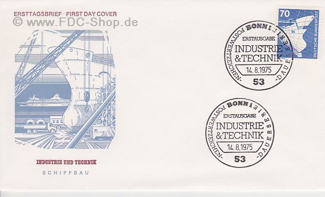 Ersttagsbrief BUND Mi-Nr: 852, Freimarke: Industrie und Technik; Schiffbau