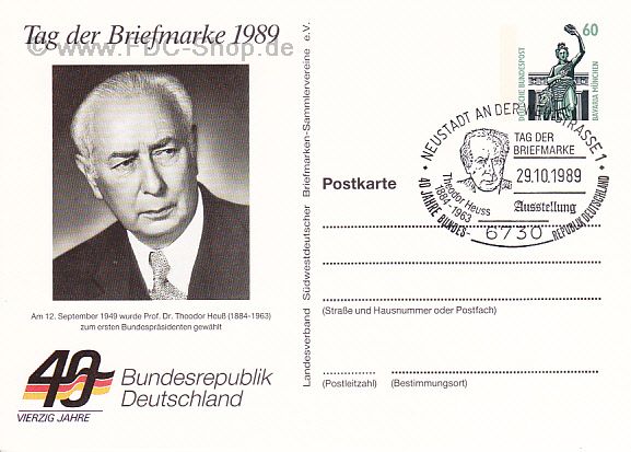 Ganzsache BUND Mi-Nr: 1332, 40 Jahre Bundesrepublik Deutschland