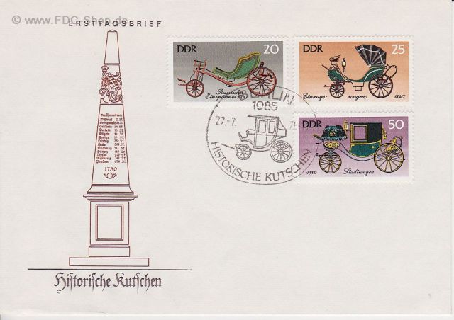 Ersttagsbrief DDR Mi-Nr: 2148+2149+2152, Historische Kutschen
