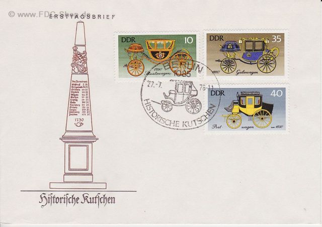 Ersttagsbrief DDR Mi-Nr: 2147+2150+2151, Historische Kutschen