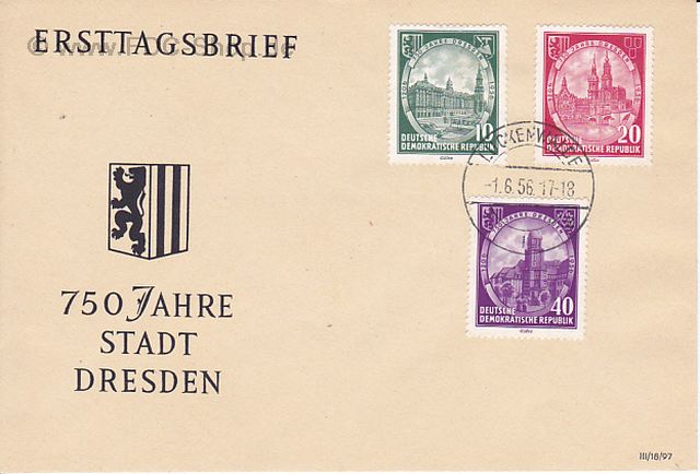 Ersttagsbrief DDR Mi-Nr: 524-526, 750 Jahre Dresden