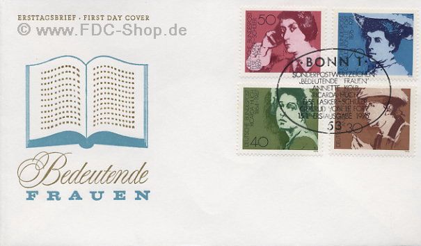 Ersttagsbrief BUND Mi-Nr: 826-829, Bedeutende Deutsche Frauen: Schriftstellerinnen