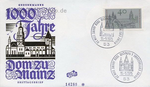 Ersttagsbrief BUND Mi-Nr: 845, 1000 Jahre Mainzer Dom