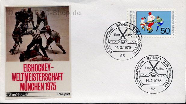 Ersttagsbrief BUND Mi-Nr: 825, Eishockeyweltmeisterschaft München und Düsseldorf