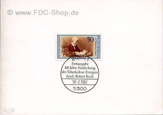Sonderkarte BUND Mi-Nr: 1122, 100. Jahrestag der Entdeckung des Tuberkolose-Erregers durch Robert Koch