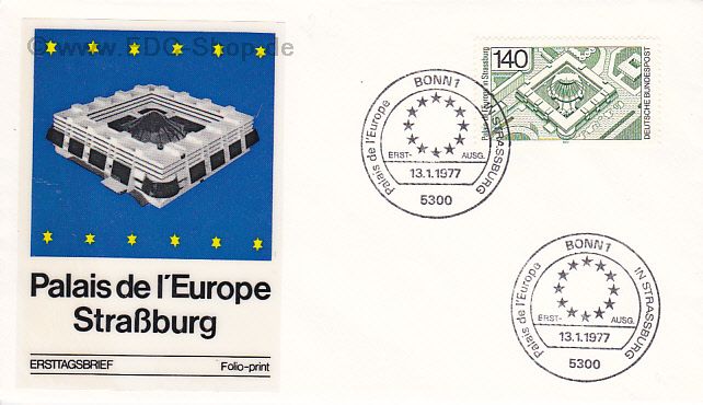 Ersttagsbrief BUND Mi-Nr: 921, Einweihung des Palais de l'Europe des Europarats in Straßburg