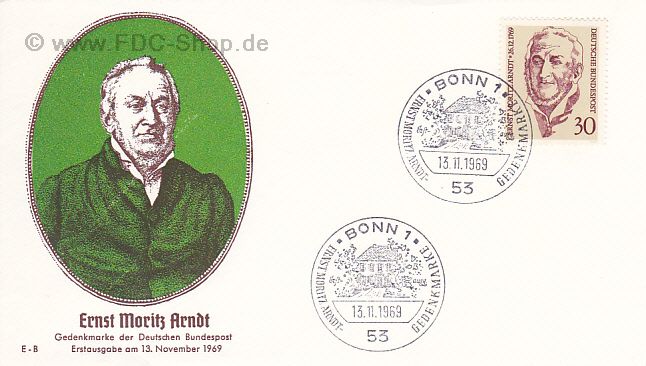 Ersttagsbrief BUND Mi-Nr: 611, 200. Geburtstag von Ernst Moritz Arndt