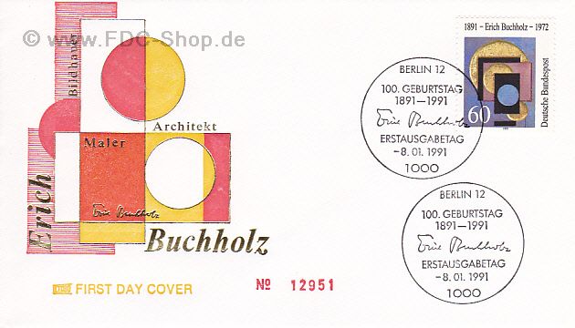 Ersttagsbrief BUND Mi-Nr: 1493, 100. Geburtstag von Erich Buchholz
