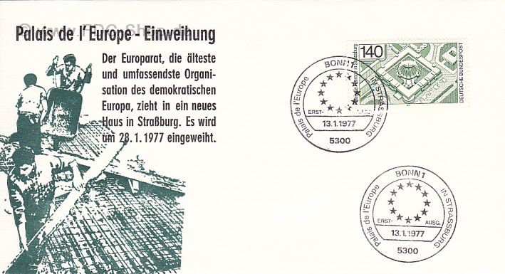 Ersttagsbrief BUND Mi-Nr: 921, Einweihung des Palais de l'Europe des Europarats in Straßburg